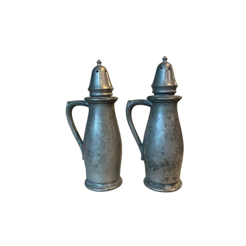 VINTAGE SALEM PEWTER 1016 PEWTER SALT & PEPPER SHAKERS‎ GOOD CONDITION